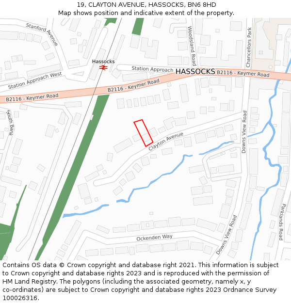 19, CLAYTON AVENUE, HASSOCKS, BN6 8HD: Location map and indicative extent of plot