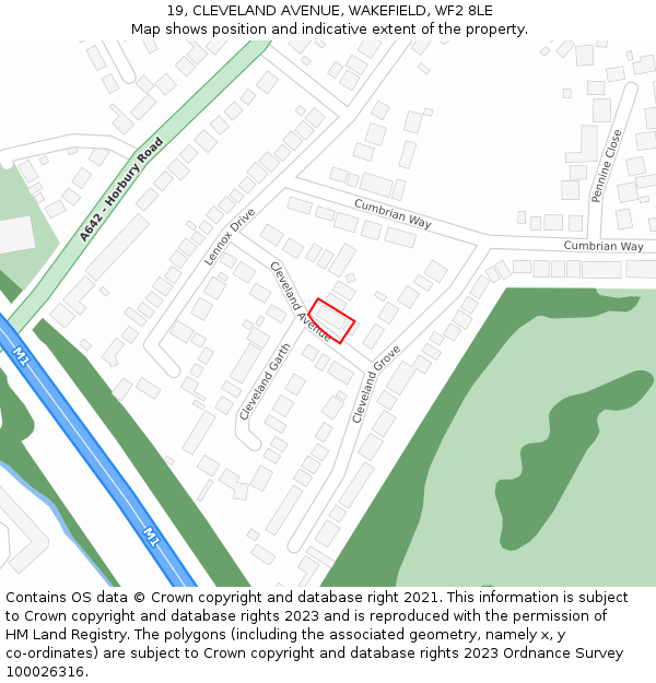 19, CLEVELAND AVENUE, WAKEFIELD, WF2 8LE: Location map and indicative extent of plot