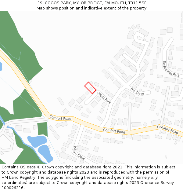 19, COGOS PARK, MYLOR BRIDGE, FALMOUTH, TR11 5SF: Location map and indicative extent of plot