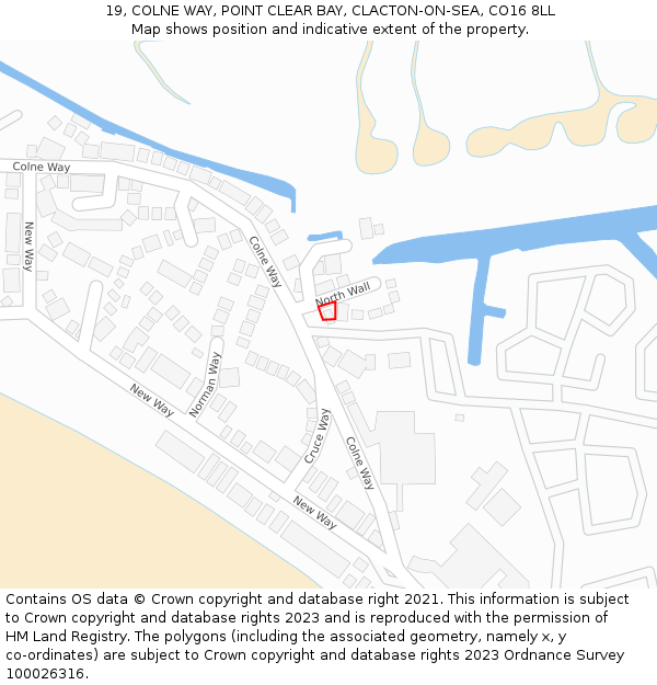 19, COLNE WAY, POINT CLEAR BAY, CLACTON-ON-SEA, CO16 8LL: Location map and indicative extent of plot