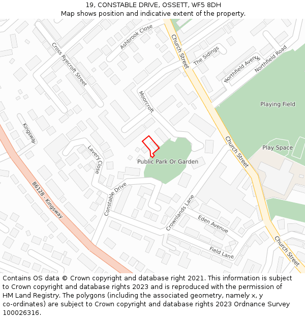 19, CONSTABLE DRIVE, OSSETT, WF5 8DH: Location map and indicative extent of plot