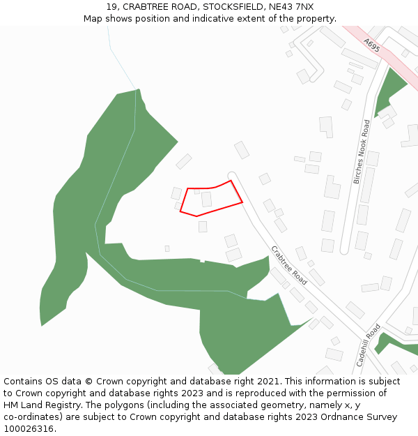 19, CRABTREE ROAD, STOCKSFIELD, NE43 7NX: Location map and indicative extent of plot