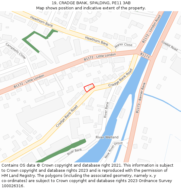 19, CRADGE BANK, SPALDING, PE11 3AB: Location map and indicative extent of plot