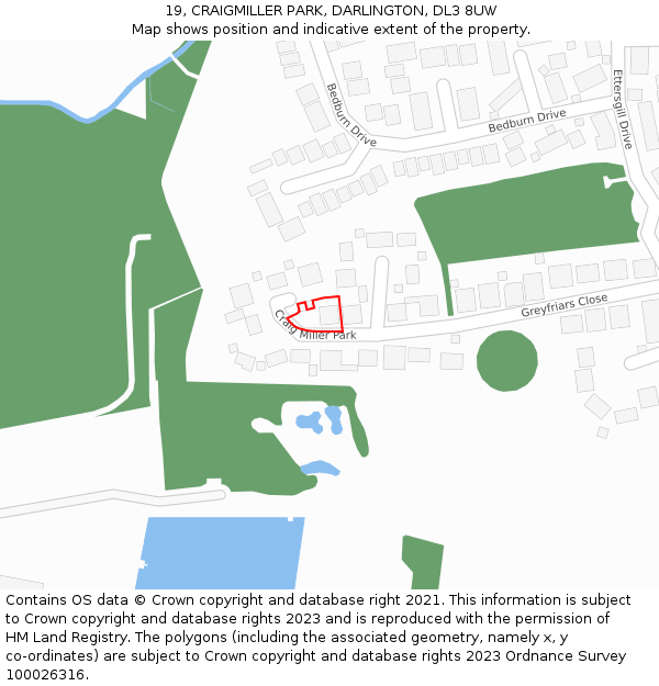 19, CRAIGMILLER PARK, DARLINGTON, DL3 8UW: Location map and indicative extent of plot