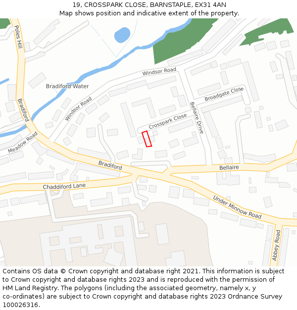 19, CROSSPARK CLOSE, BARNSTAPLE, EX31 4AN: Location map and indicative extent of plot