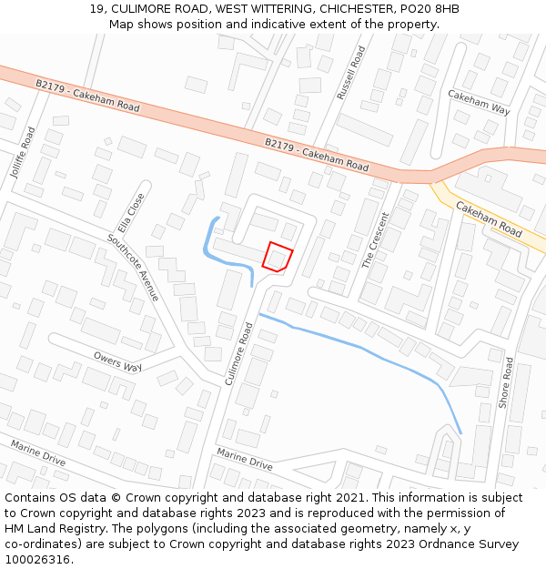 19, CULIMORE ROAD, WEST WITTERING, CHICHESTER, PO20 8HB: Location map and indicative extent of plot