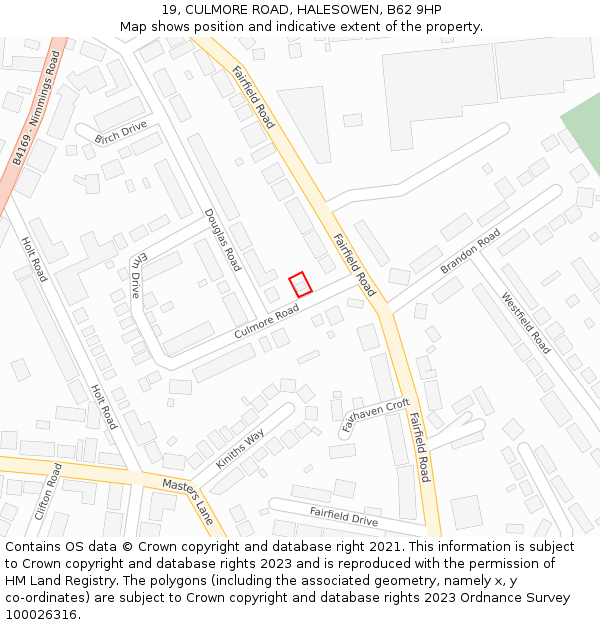 19, CULMORE ROAD, HALESOWEN, B62 9HP: Location map and indicative extent of plot