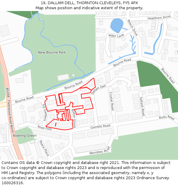 19, DALLAM DELL, THORNTON-CLEVELEYS, FY5 4PX: Location map and indicative extent of plot