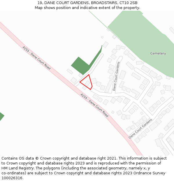 19, DANE COURT GARDENS, BROADSTAIRS, CT10 2SB: Location map and indicative extent of plot