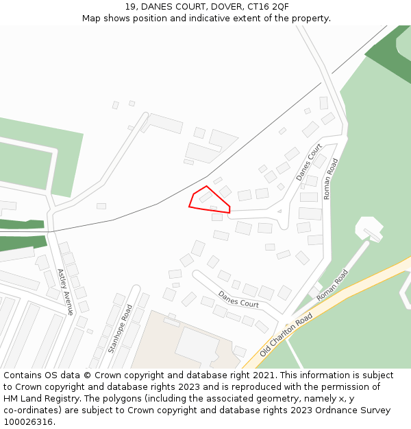 19, DANES COURT, DOVER, CT16 2QF: Location map and indicative extent of plot