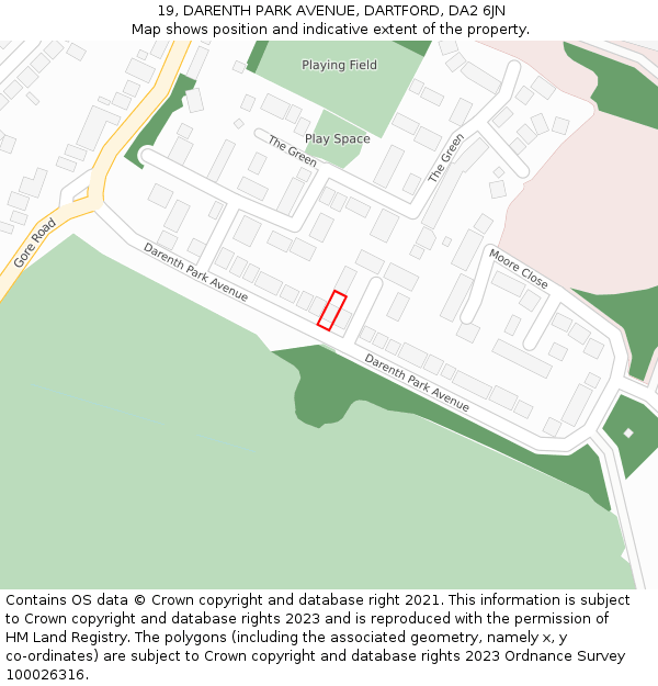 19, DARENTH PARK AVENUE, DARTFORD, DA2 6JN: Location map and indicative extent of plot