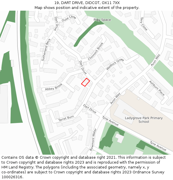 19, DART DRIVE, DIDCOT, OX11 7XX: Location map and indicative extent of plot
