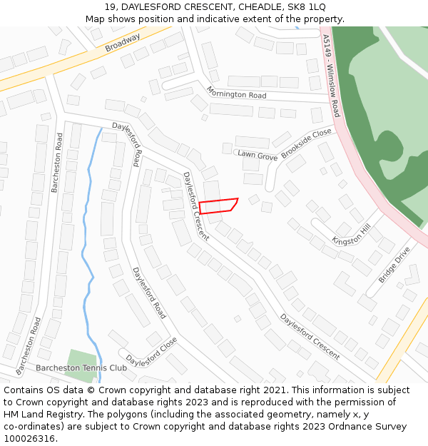 19, DAYLESFORD CRESCENT, CHEADLE, SK8 1LQ: Location map and indicative extent of plot