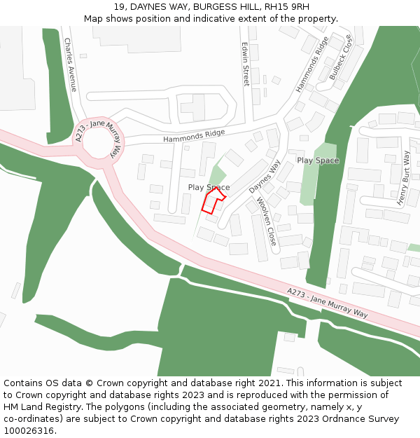 19, DAYNES WAY, BURGESS HILL, RH15 9RH: Location map and indicative extent of plot