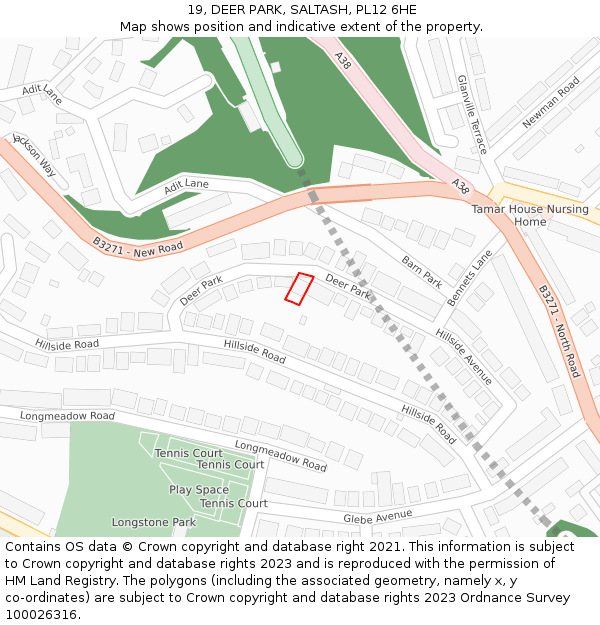 19, DEER PARK, SALTASH, PL12 6HE: Location map and indicative extent of plot