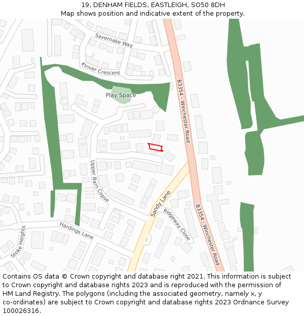 19, DENHAM FIELDS, EASTLEIGH, SO50 8DH: Location map and indicative extent of plot