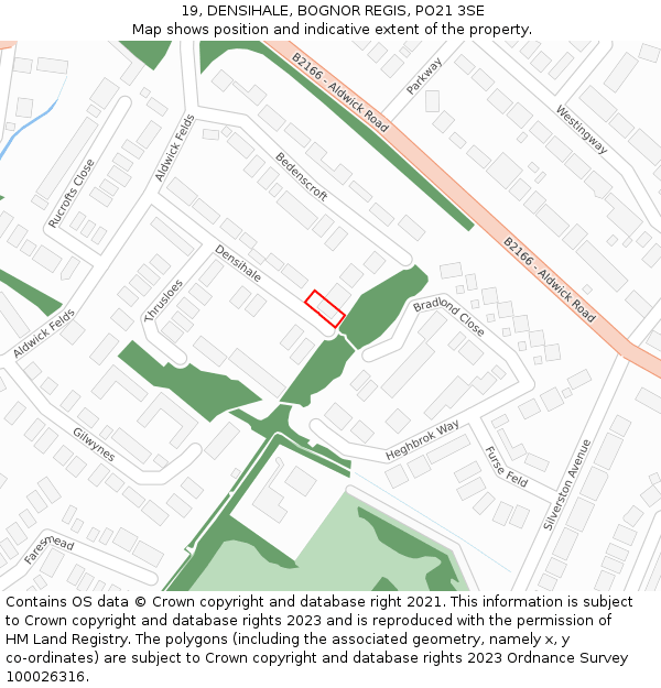 19, DENSIHALE, BOGNOR REGIS, PO21 3SE: Location map and indicative extent of plot