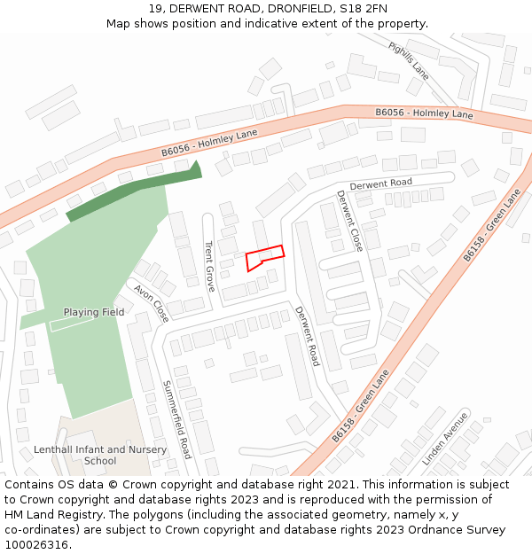 19, DERWENT ROAD, DRONFIELD, S18 2FN: Location map and indicative extent of plot