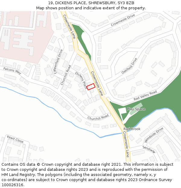 19, DICKENS PLACE, SHREWSBURY, SY3 8ZB: Location map and indicative extent of plot