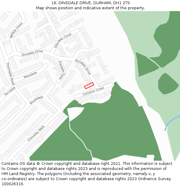 19, DINSDALE DRIVE, DURHAM, DH1 2TS: Location map and indicative extent of plot