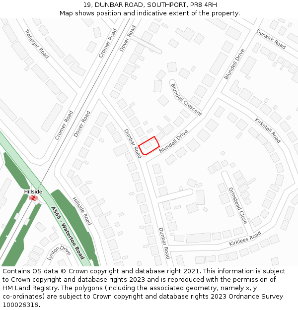 19, DUNBAR ROAD, SOUTHPORT, PR8 4RH: Location map and indicative extent of plot