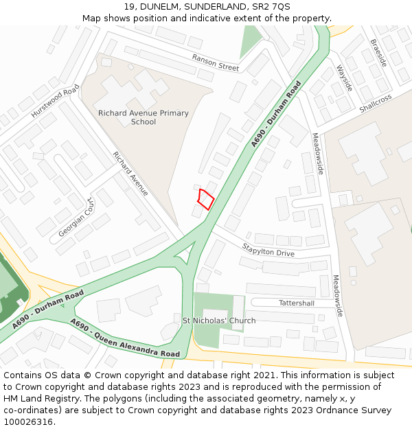 19, DUNELM, SUNDERLAND, SR2 7QS: Location map and indicative extent of plot