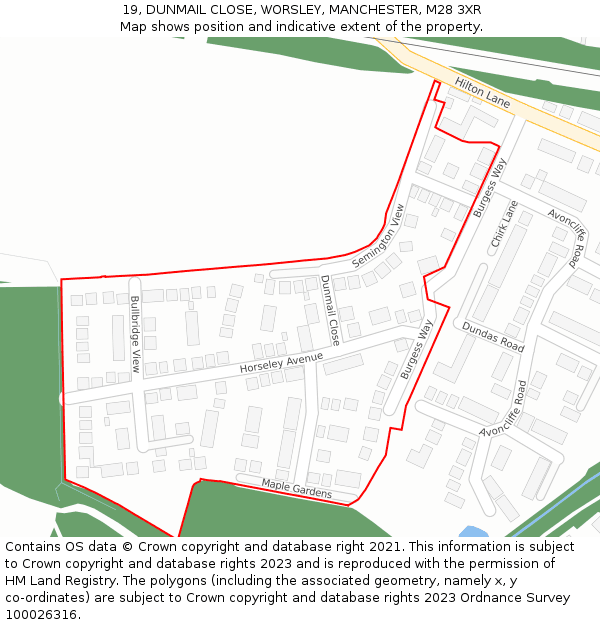 19, DUNMAIL CLOSE, WORSLEY, MANCHESTER, M28 3XR: Location map and indicative extent of plot