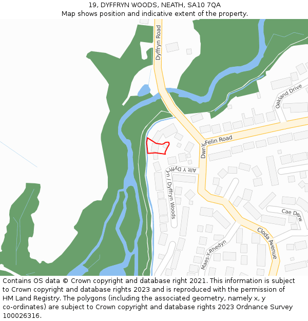 19, DYFFRYN WOODS, NEATH, SA10 7QA: Location map and indicative extent of plot
