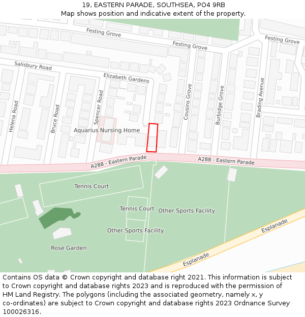 19, EASTERN PARADE, SOUTHSEA, PO4 9RB: Location map and indicative extent of plot