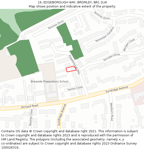 19, EDGEBOROUGH WAY, BROMLEY, BR1 2UA: Location map and indicative extent of plot