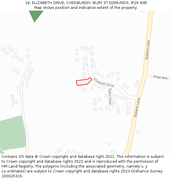 19, ELIZABETH DRIVE, CHEDBURGH, BURY ST EDMUNDS, IP29 4XB: Location map and indicative extent of plot