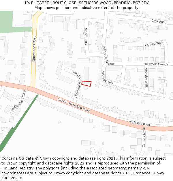 19, ELIZABETH ROUT CLOSE, SPENCERS WOOD, READING, RG7 1DQ: Location map and indicative extent of plot