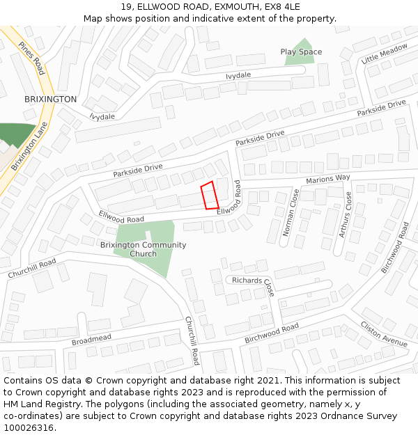 19, ELLWOOD ROAD, EXMOUTH, EX8 4LE: Location map and indicative extent of plot