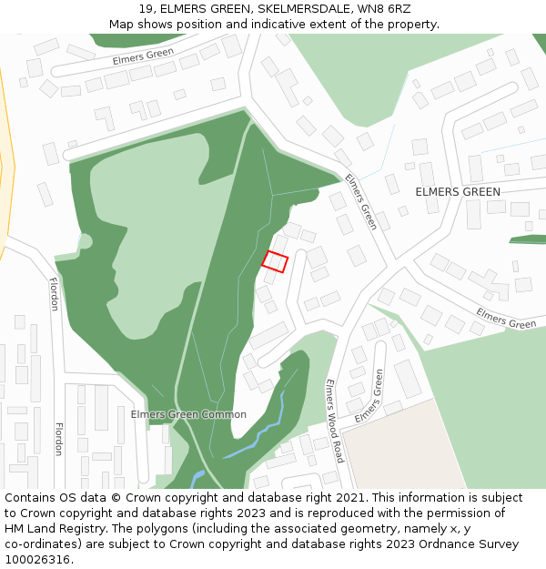 19, ELMERS GREEN, SKELMERSDALE, WN8 6RZ: Location map and indicative extent of plot
