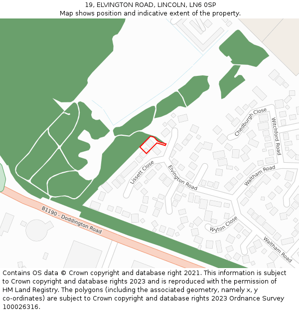 19, ELVINGTON ROAD, LINCOLN, LN6 0SP: Location map and indicative extent of plot