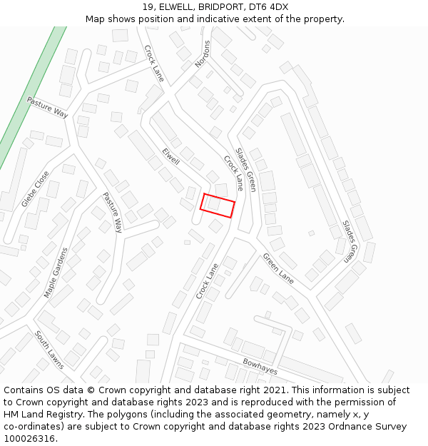 19, ELWELL, BRIDPORT, DT6 4DX: Location map and indicative extent of plot