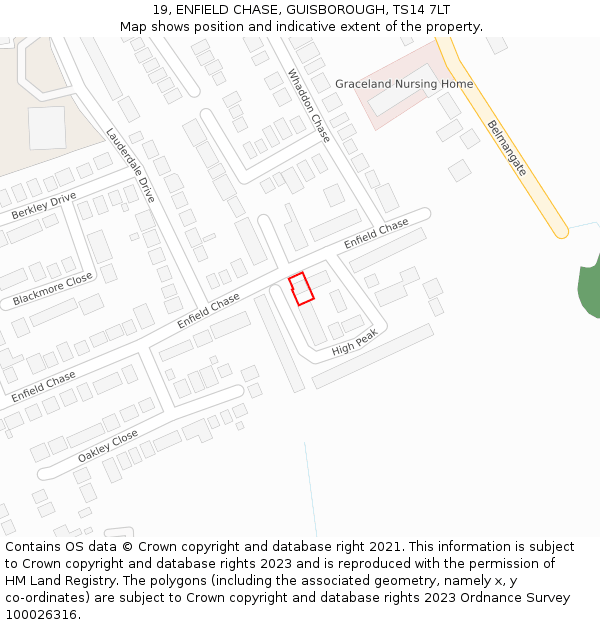 19, ENFIELD CHASE, GUISBOROUGH, TS14 7LT: Location map and indicative extent of plot