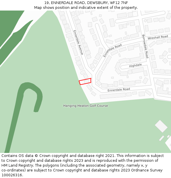 19, ENNERDALE ROAD, DEWSBURY, WF12 7NF: Location map and indicative extent of plot