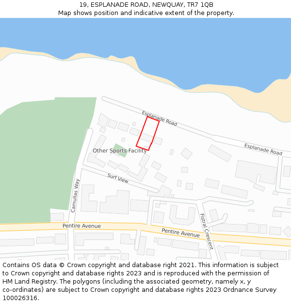 19, ESPLANADE ROAD, NEWQUAY, TR7 1QB: Location map and indicative extent of plot