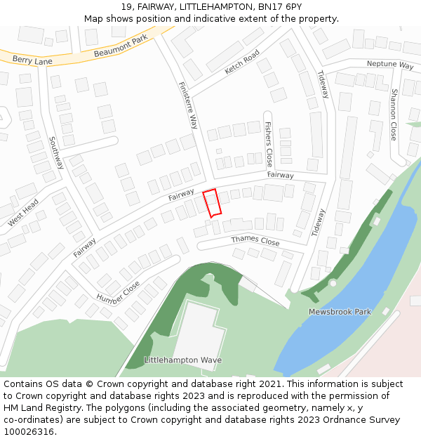 19, FAIRWAY, LITTLEHAMPTON, BN17 6PY: Location map and indicative extent of plot