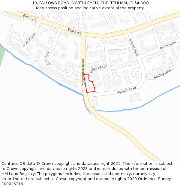 19, FALLOWS ROAD, NORTHLEACH, CHELTENHAM, GL54 3QQ: Location map and indicative extent of plot