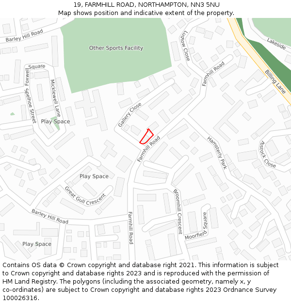19, FARMHILL ROAD, NORTHAMPTON, NN3 5NU: Location map and indicative extent of plot