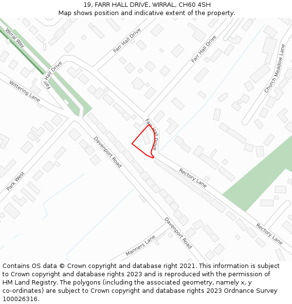 19, FARR HALL DRIVE, WIRRAL, CH60 4SH: Location map and indicative extent of plot