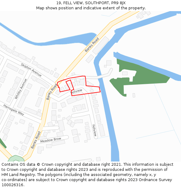 19, FELL VIEW, SOUTHPORT, PR9 8JX: Location map and indicative extent of plot