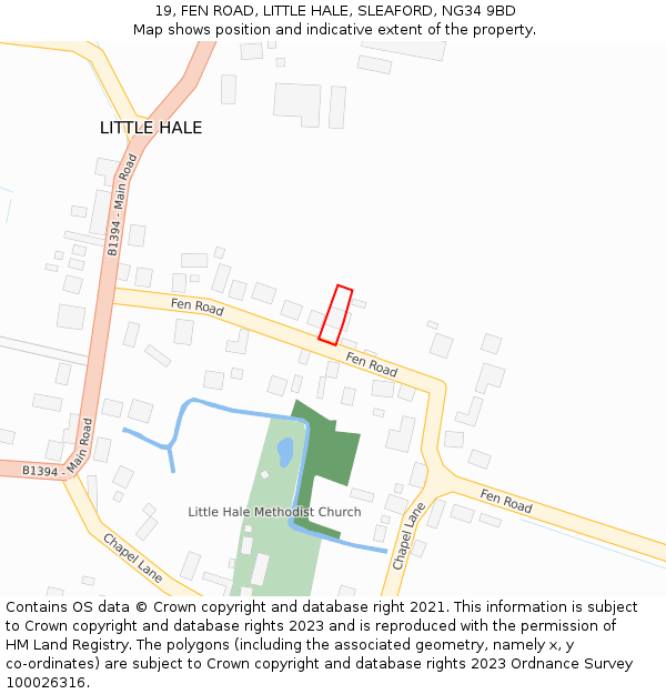 19, FEN ROAD, LITTLE HALE, SLEAFORD, NG34 9BD: Location map and indicative extent of plot