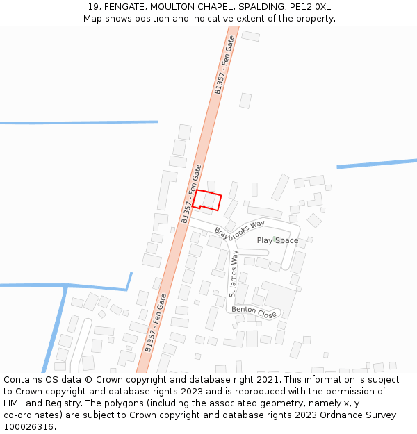 19, FENGATE, MOULTON CHAPEL, SPALDING, PE12 0XL: Location map and indicative extent of plot