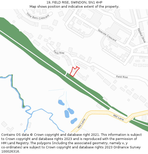 19, FIELD RISE, SWINDON, SN1 4HP: Location map and indicative extent of plot