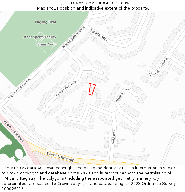 19, FIELD WAY, CAMBRIDGE, CB1 8RW: Location map and indicative extent of plot