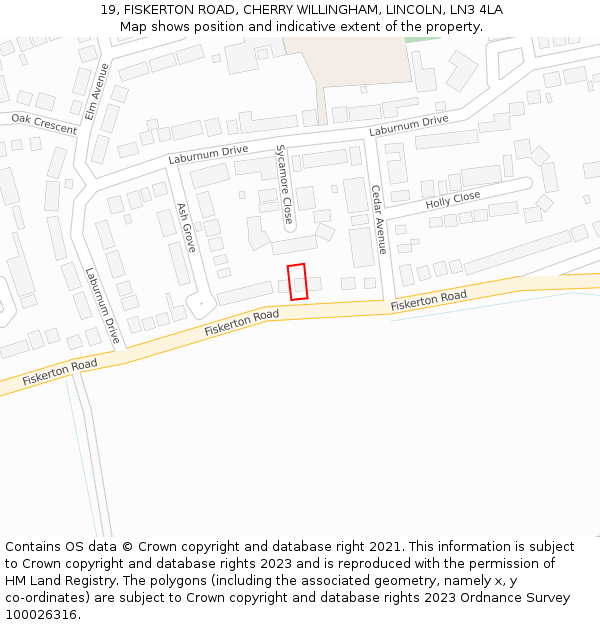19, FISKERTON ROAD, CHERRY WILLINGHAM, LINCOLN, LN3 4LA: Location map and indicative extent of plot