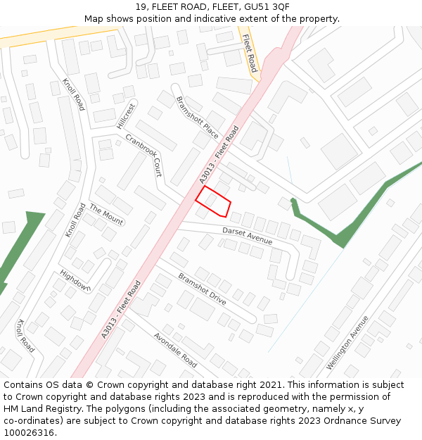 19, FLEET ROAD, FLEET, GU51 3QF: Location map and indicative extent of plot